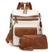 Backpack with Fringe Design and Multi Pocket Layout - White