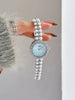 Oval Dial Quartz Watch with Bracelet Style Accessory - Five