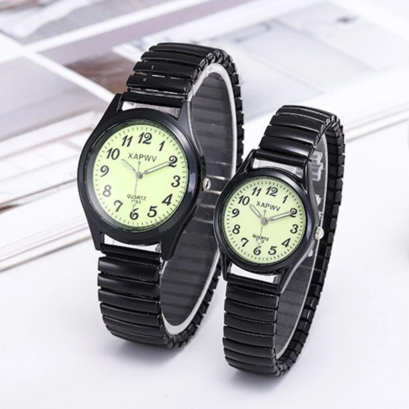 Couple Watch Set Elastic Band Stainless Steel