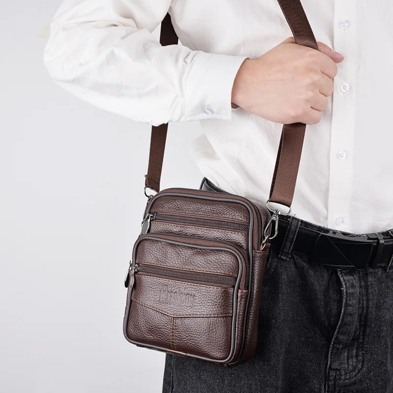 Crossbody Bag for Men with Multiple Zippered Pockets