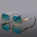 Geometric Leopard Sunglasses With Ornate Gold Accents - Green