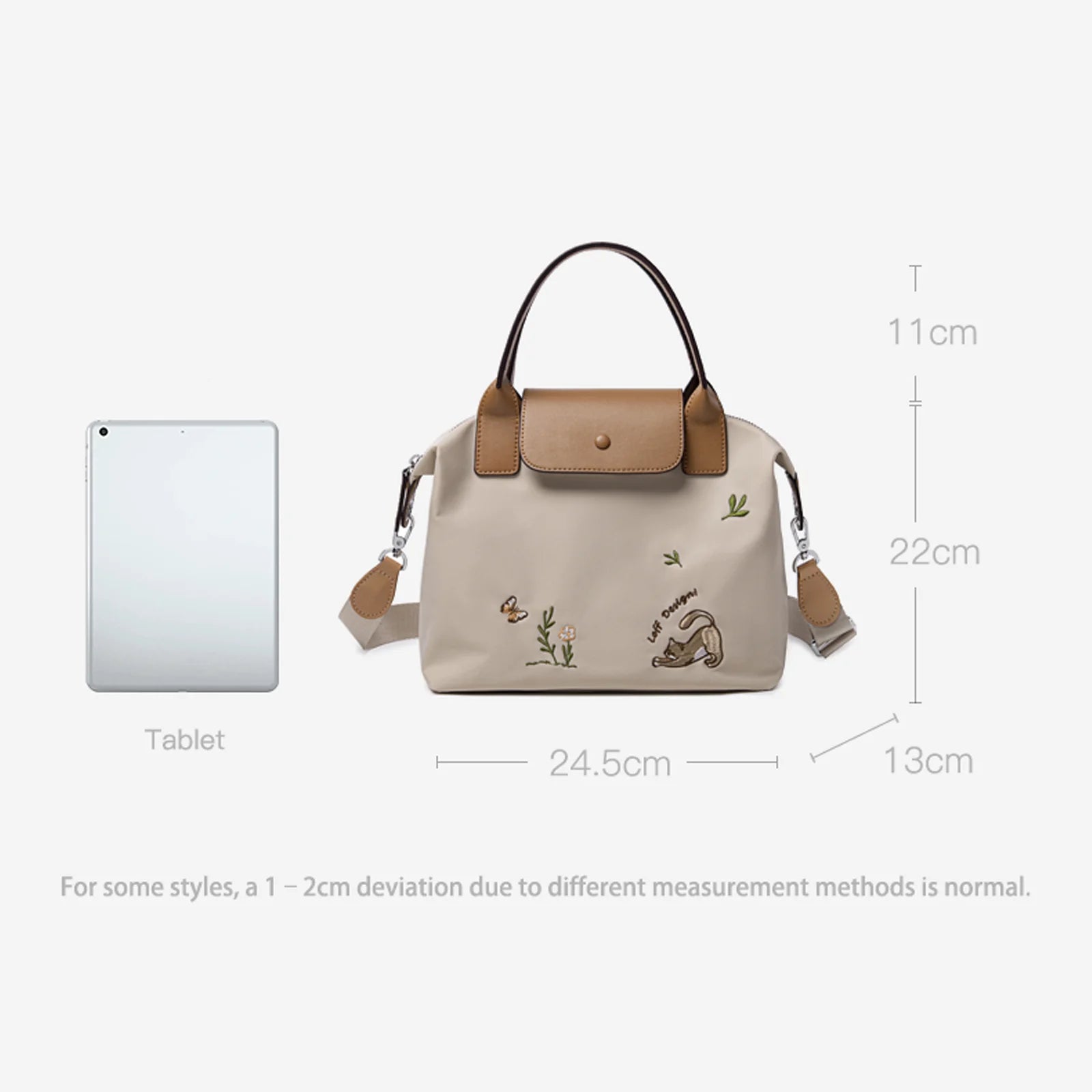 Embroidered Shoulder Bag With Convertible Strap Flair