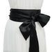 Elegant Ladies Wide Waist Belt with Bow Tie Sash - Black