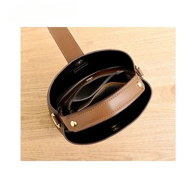 Checkerboard Bucket Bag With Straps And Metal Hardware