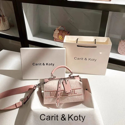 Embroidered Handbag with Textured Surface Craft Details - WO2MEN