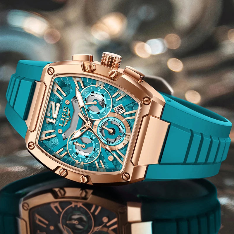 Mens Square Dial Chronograph Quartz Wristwatch Casual