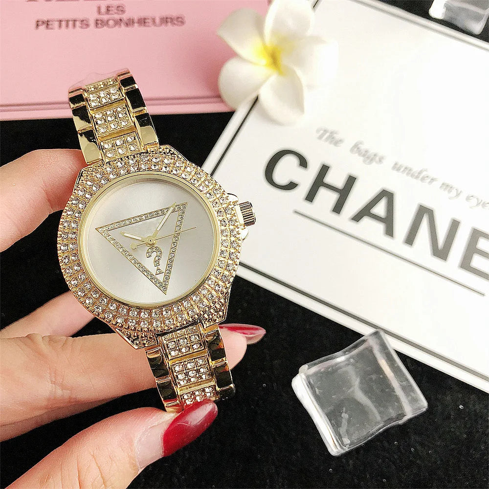 Halo Triangle Dial Watch With Sparkling Bezel Couture