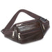 PU Leather Waist Pack Bag with Multiple Zipper Pockets - Coffee