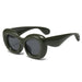 Oval UV400 Sunglasses Oversized Frame Statement - Green Grey