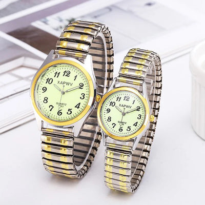 Couple Watch Set Elastic Band Stainless Steel