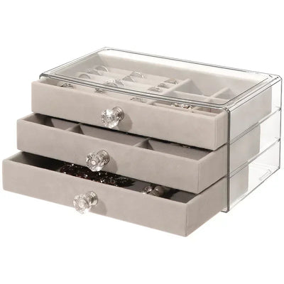 Jewelry Box With Soft Drawers And Crystal Knob Top - WO2MEN