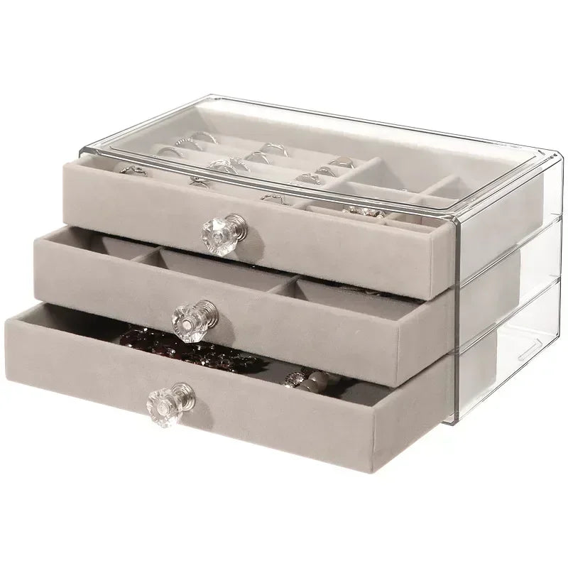 Jewelry Box With Soft Drawers And Crystal Knob Top - WO2MEN