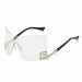 Arc Shield Rimless Sunglasses UV400 Protection - C V4