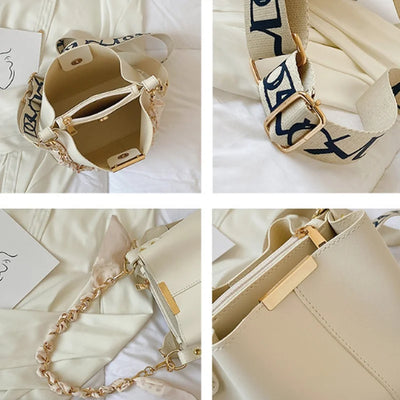 Shoulder Bag With Ribbon Chain Bucket Design For Daily - WO2MEN