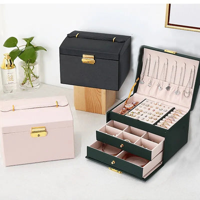 Jewelry Box Exquisite Three Layer Drawer Display Case - WO2MEN