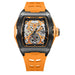 Skeleton Mechanical Watch Tourbillon with Square Case - Orange