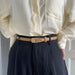 Womens Minimalist Belt with Needle Button Buckle - Khaki
