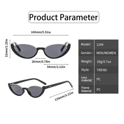 Premium Cat Eye Half Frame Sunglasses With UV400 Lenses - WO2MEN