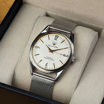 Mechanical Hand Wind Wristwatch 17 Jewels Leather Strap