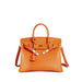 Lock Buckle Pebbled Tote With Structured Silhouette - Orange