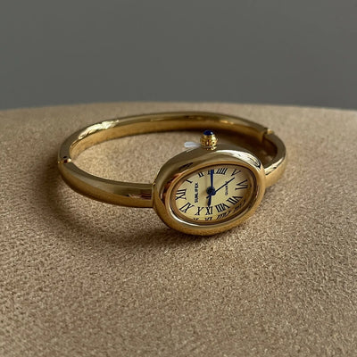 Watch Oval Dial Roman Numeral Bangle Bracelet