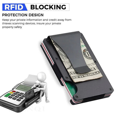 Front Pocket Wallet with RFID Blocking and Money Clip - WO2MEN