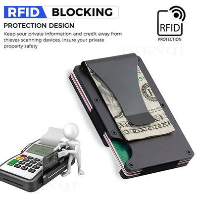 Slim Front Pocket Wallet With RFID Block And Money Clip