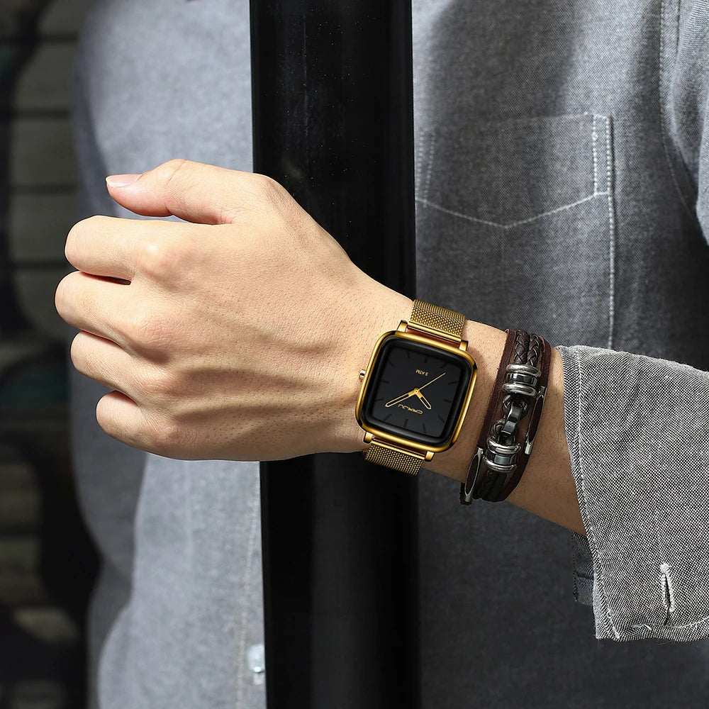 Square Mesh Dial Watch for Refined Everyday Timekeeping