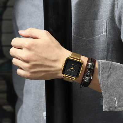 Square Mesh Dial Watch for Refined Everyday Timekeeping