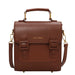 PU Leather Mini Backpack with Buckled Front Pockets - Brown