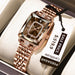 Square Dial Timepiece With Diamond Set Frame Crystal - Brown