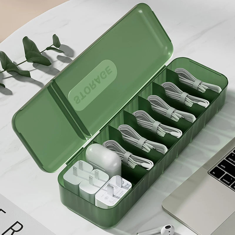 Covered Desk Cable Organizer Box for Charger Cables