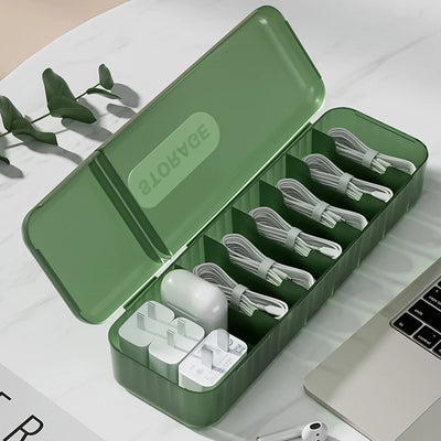 Covered Desk Cable Organizer Box for Charger Cables