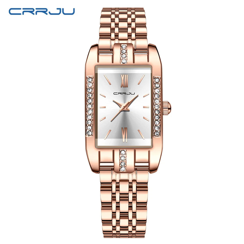 Rectangular Crystal Embellished Bracelet Watch Sparkle