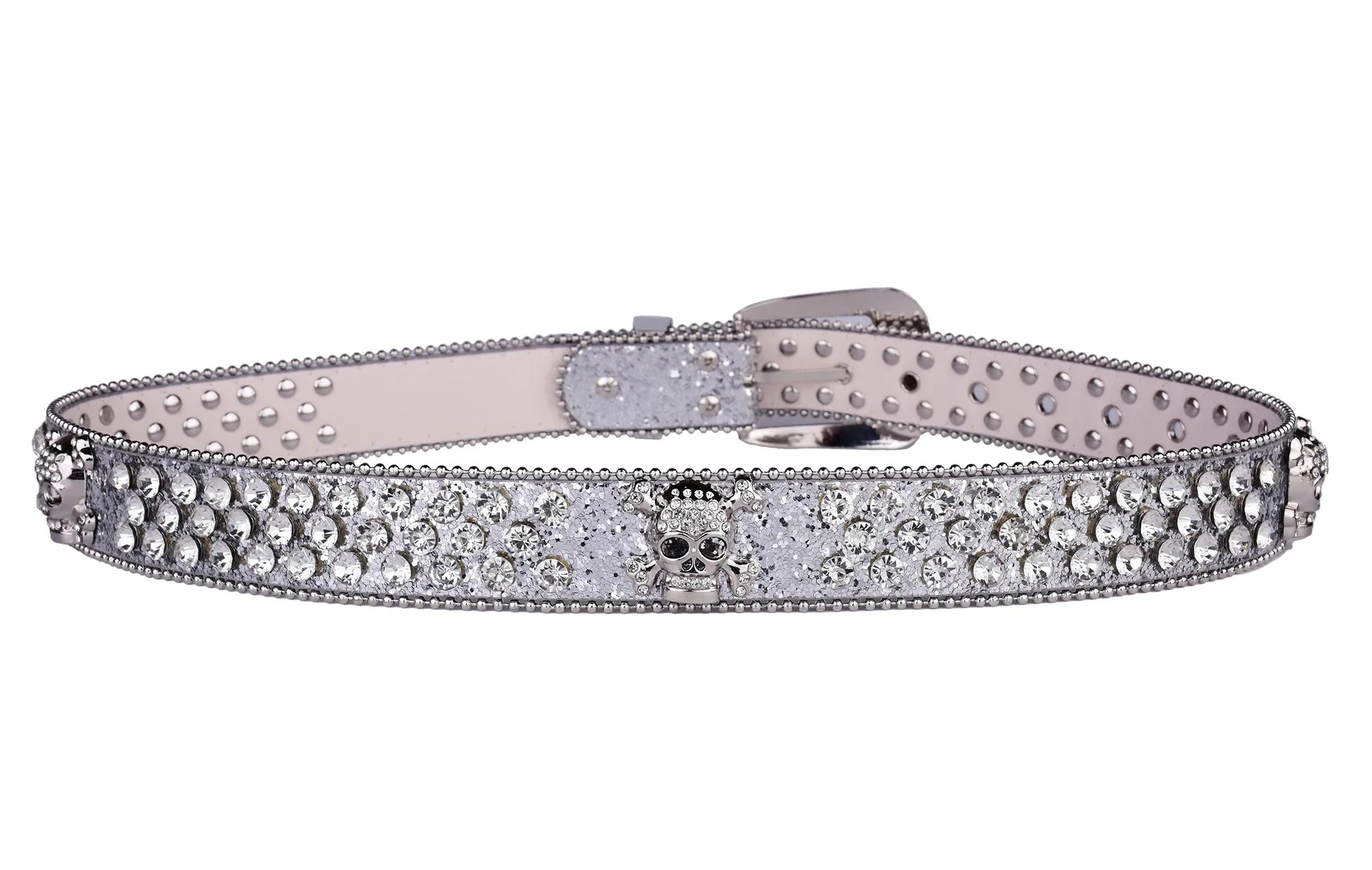 Rhinestone Skull Belt Western Cowgirl with Buckle