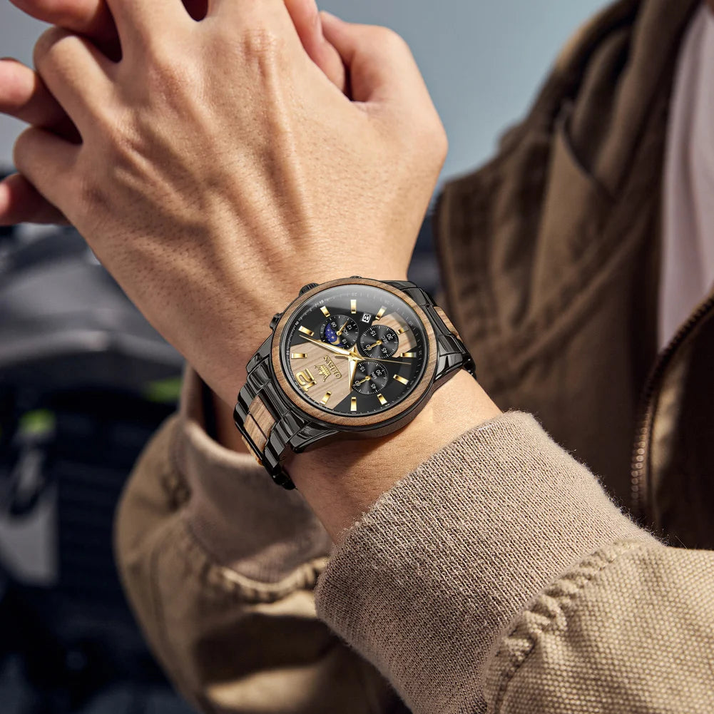 Chronograph Wristwatch with Moon Phase and Date