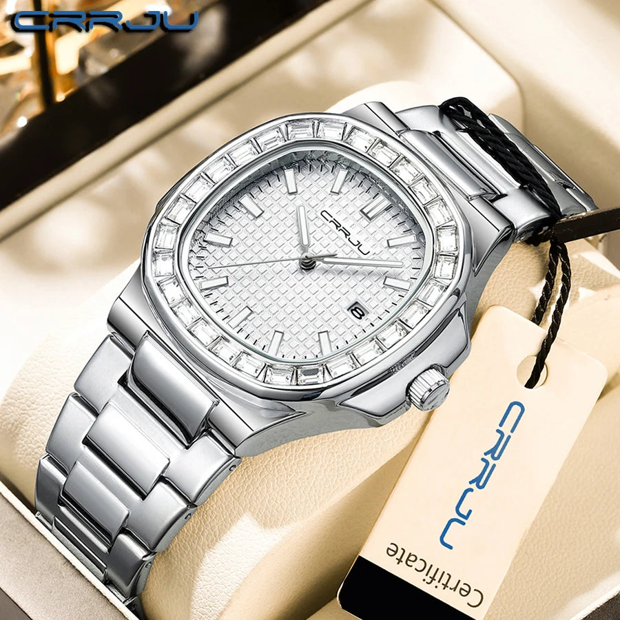 Diamond Bezel Timepiece With Luminous Dial Elegance