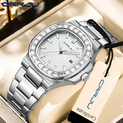 Diamond Bezel Timepiece With Luminous Dial Elegance