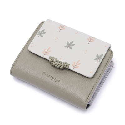 Floral Leaf Wallet with Card Holder Clasp Everyday - WO2MEN
