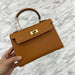 Patchwork Lock Crossbody Bag With Structured Handle - Golden Brown