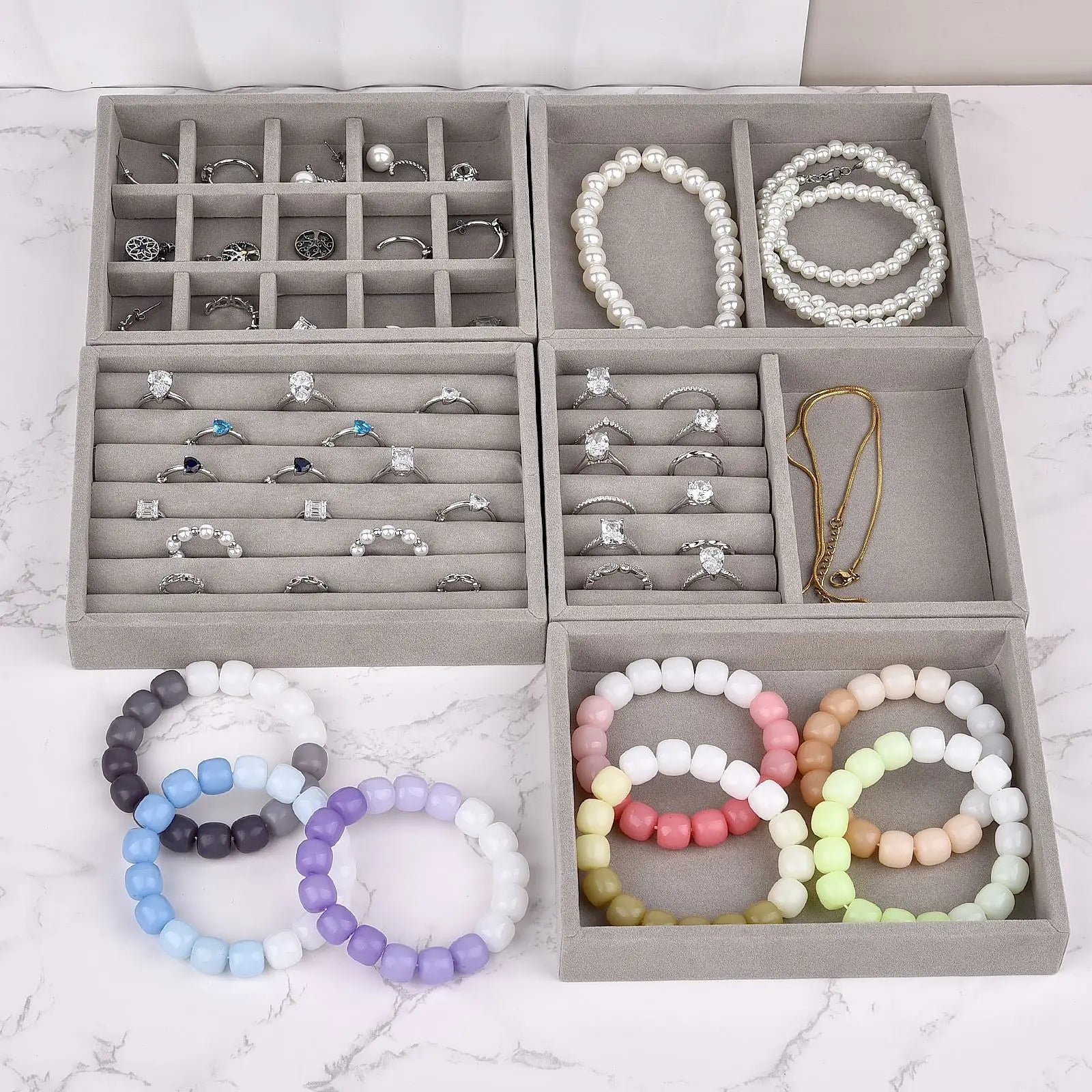 Jewellery Box Organizer with Divided Drawer Tray