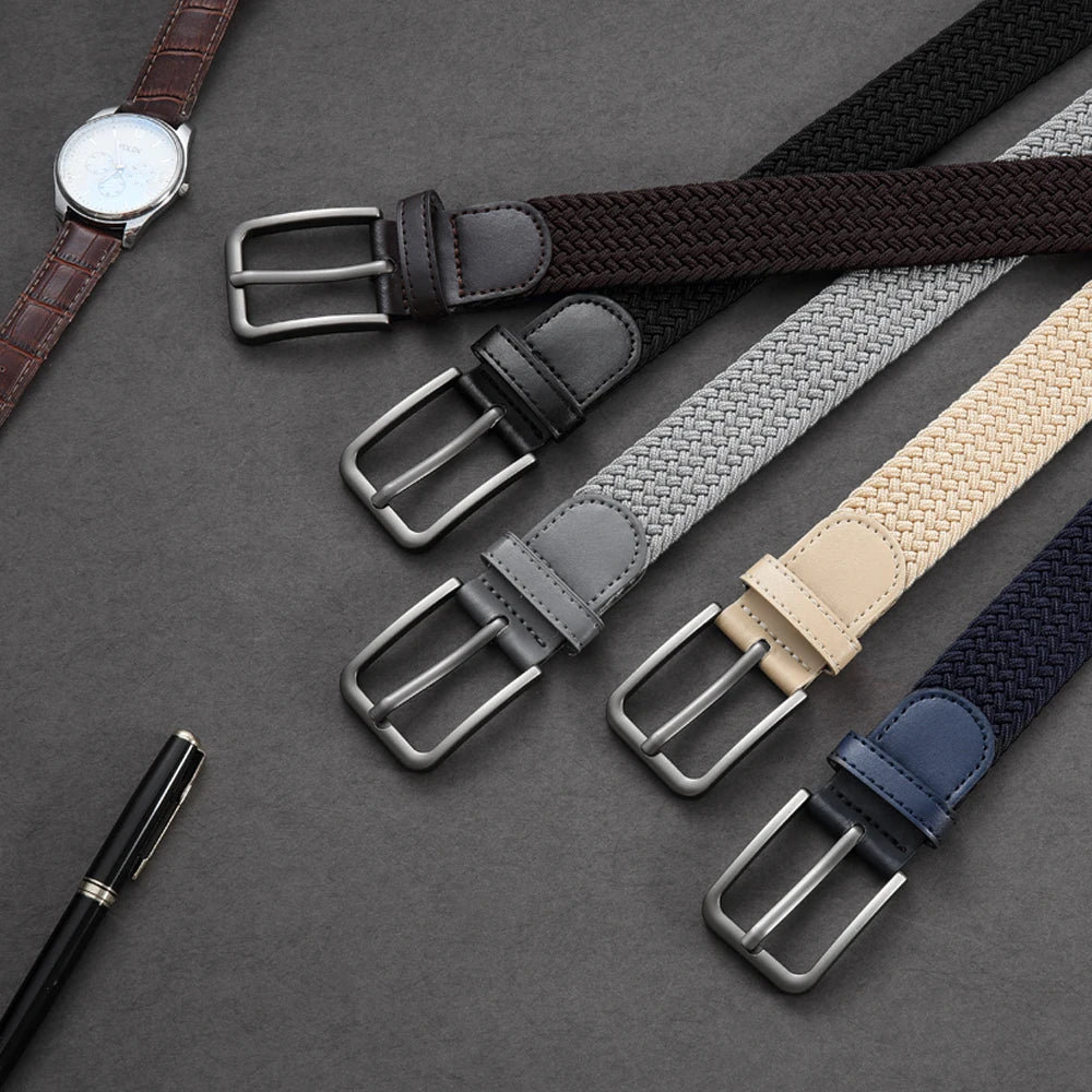 Elastic Braided Belt with Micro Adjustable Buckle