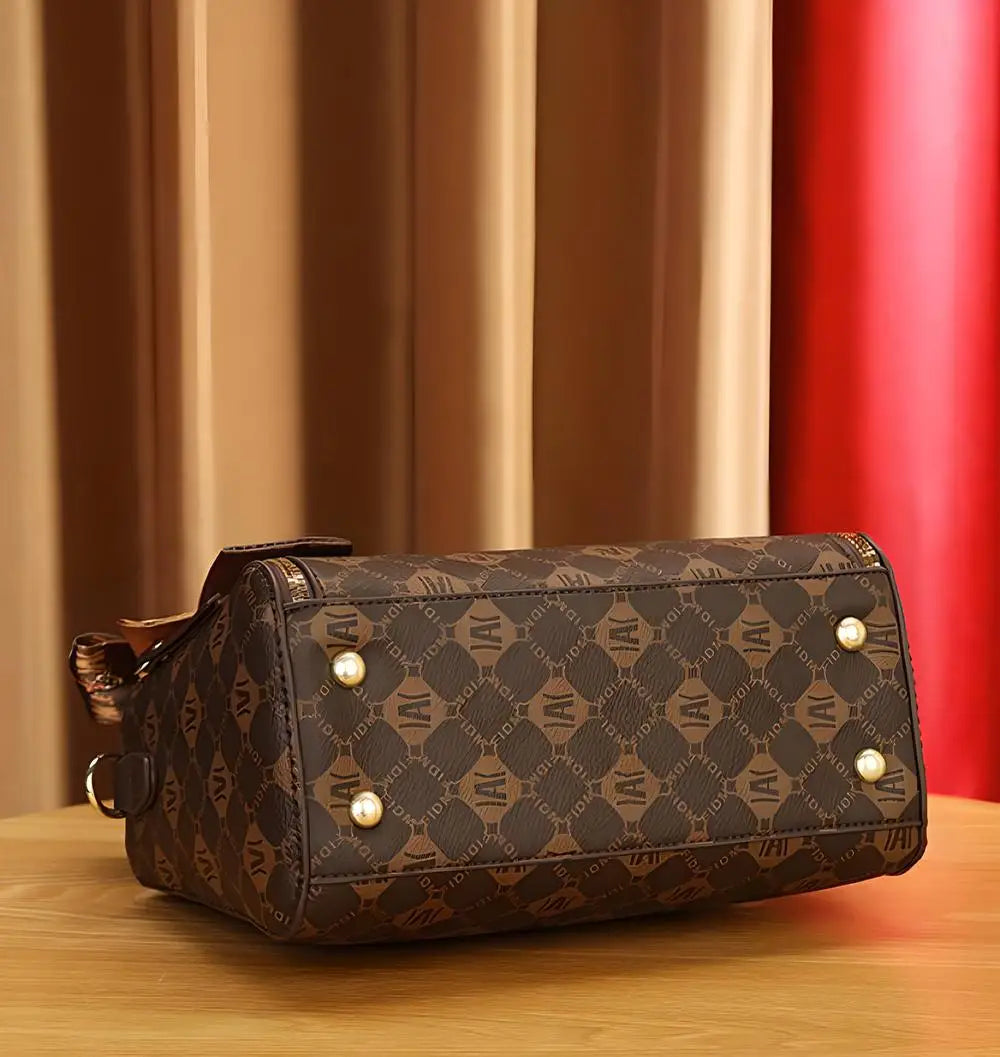 Top Handle Bag with Decorative Scarf Patchwork Print