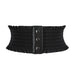 Wide Elastic Waist Belt with Snap Detail Adjustable - Black