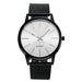 Minimalist Analog Quartz Wristwatch with Mesh Band - Black White