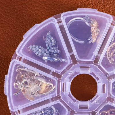 Round Beads Organizer with 8 Compartments Jewelry Box