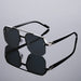 Sunglasses Oversized Semi Rimless Frame Signature Lux - Silvery Black