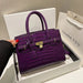 Crocodile Pattern City Satchel with Refined Structure - Purple