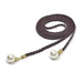 Braided Pearl End Belt with Hanging Pearl Charms - Coffee