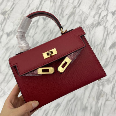 Patchwork Lock Crossbody Bag With Structured Handle